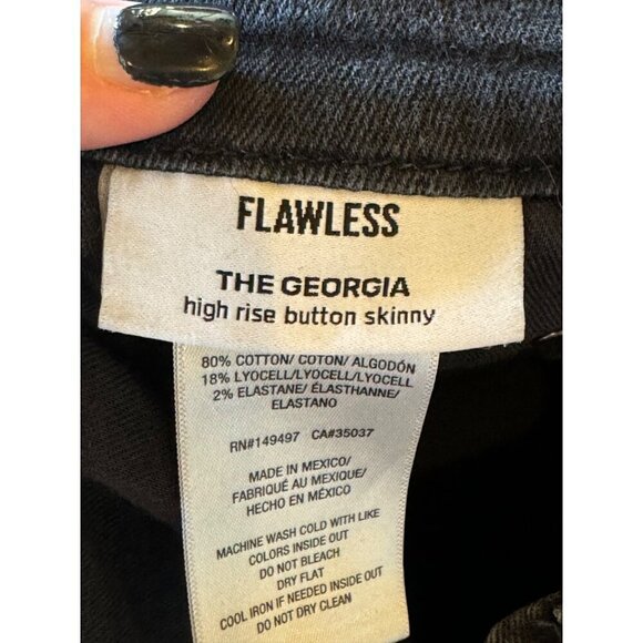 Joe's‎ Jeans Women 32 Black Faded High Rise Button Detail The Georgia Skinny - Picture 9 of 10